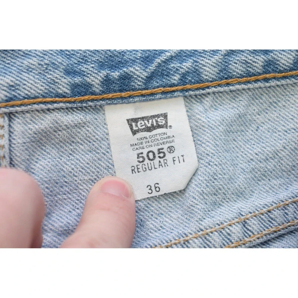 VTG Levi's 505 Regular Fit Denim Shorts Mens 36‎ Light Wash Blue Excellent Jorts